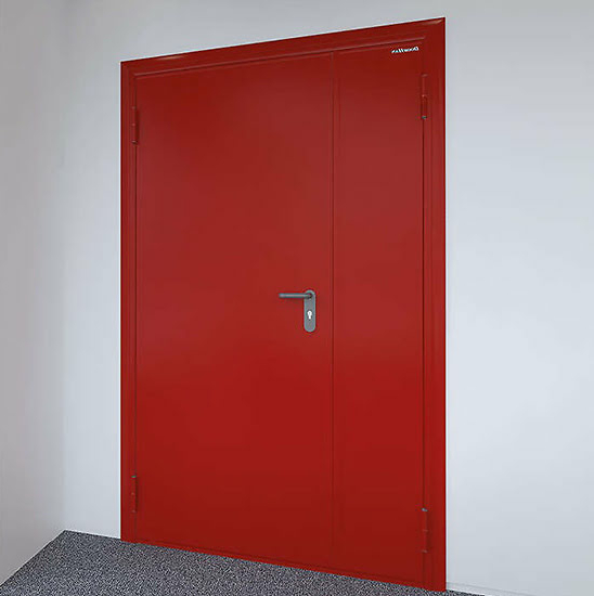 Противопожарная стеклянная дверь 1-го типа полуторная шпон — фото 23