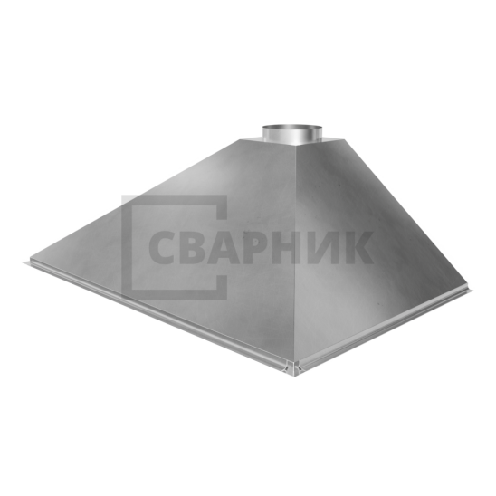 Зонт вытяжной пристенный 2000x2000x400 мм из оцинкованной стали — фото 2