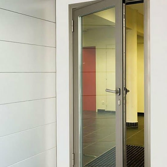 Противопожарная стеклянная дверь 1-го типа полуторная шпон — фото 8