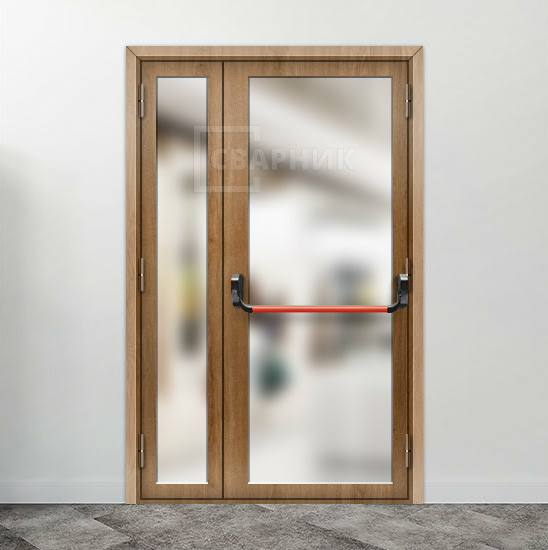 Противопожарная стеклянная дверь 1-го типа полуторная шпон — фото 6