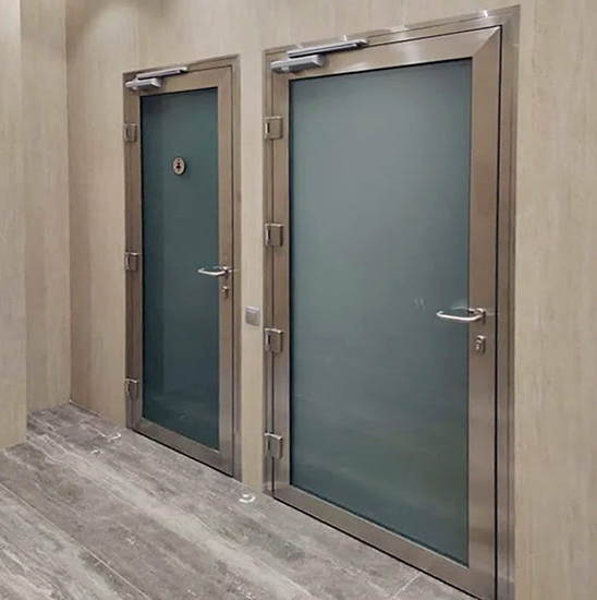 Противопожарная стеклянная дверь 1-го типа полуторная шпон — фото 24