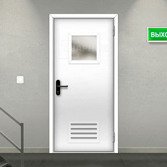 Дверь для котельной с решеткой и глазком ДК-028 — фото 2