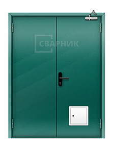 Металлическая противопожарная двухстворчатая глухая дверь EIS-60 со стыковочным узлом