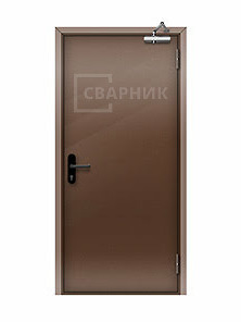 Коричневая противопожарная дверь 2-го типа однопольная глухая