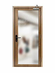 Противопожарная стеклянная дверь 1-го типа однопольная шпон