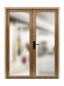 Противопожарная стеклянная дверь EIW-60 двупольная шпон