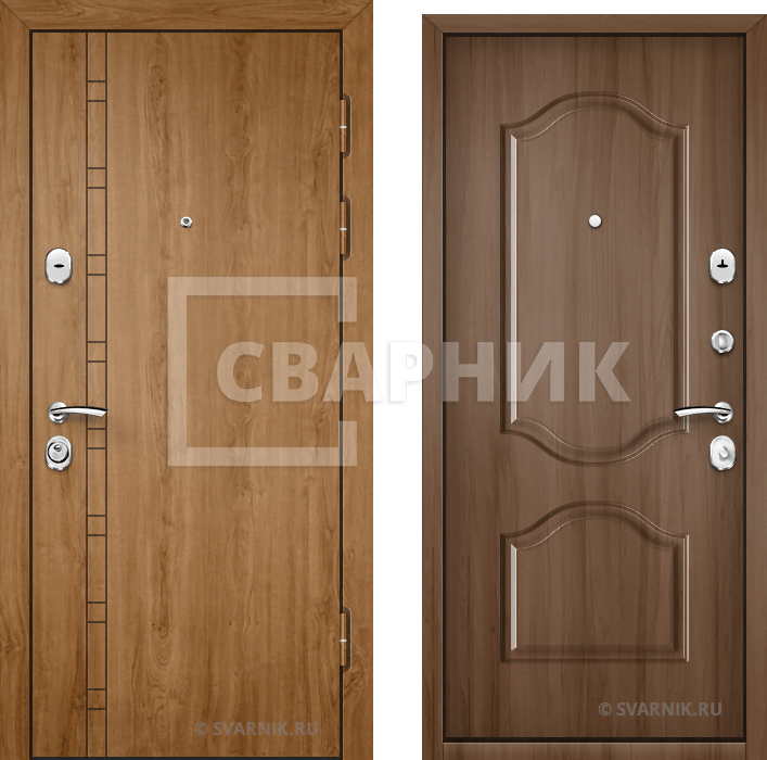 Дверь входная антивандальная в коттедж шпон — массив — фото 1