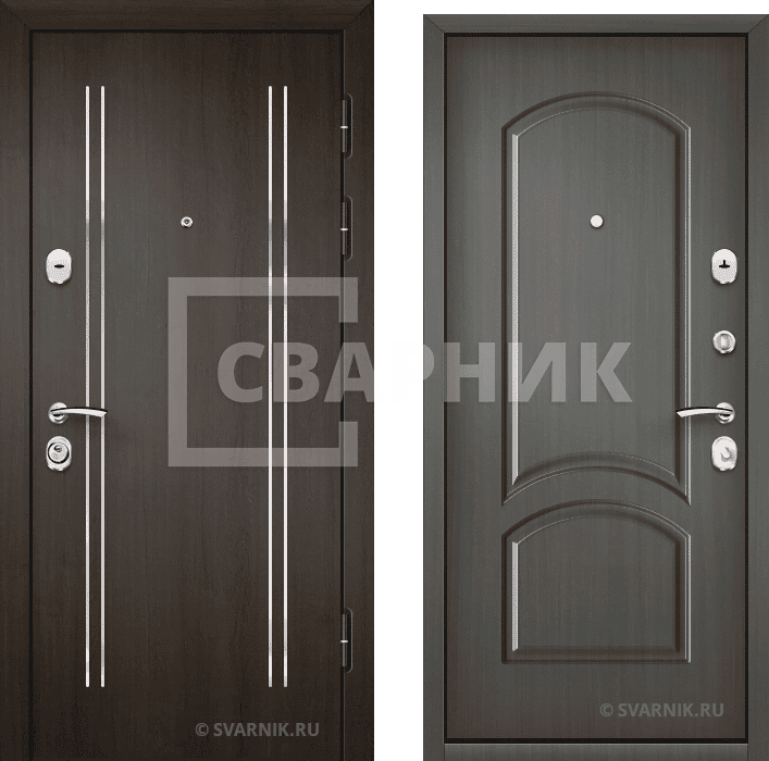 Дверь входная на заказ в коттедж шпон — массив — фото 1