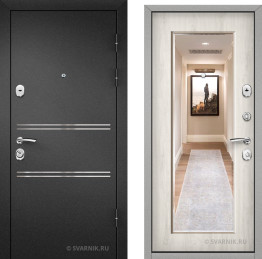 Дверь входная с зеркалом уличная порошковая — МДФ