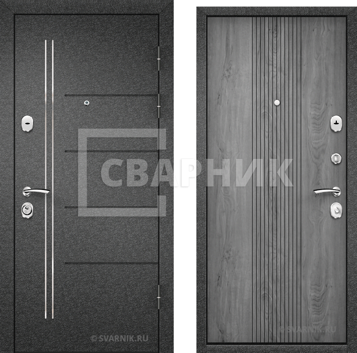 Дверь входная готовая уличная порошковая — шпон — фото 1