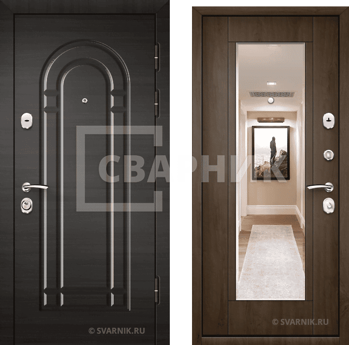 Дверь входная с зеркалом уличная массив — массив — фото 1