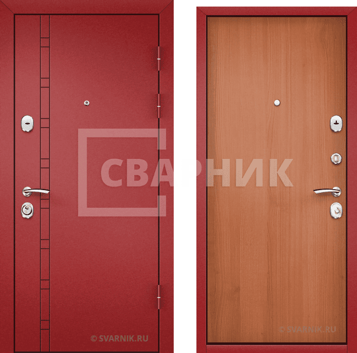Дверь металлическая правая уличная порошковая — ламинат — фото 1