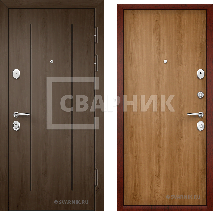Дверь металлическая антивандальная в коттедж МДФ — ламинат — фото 1
