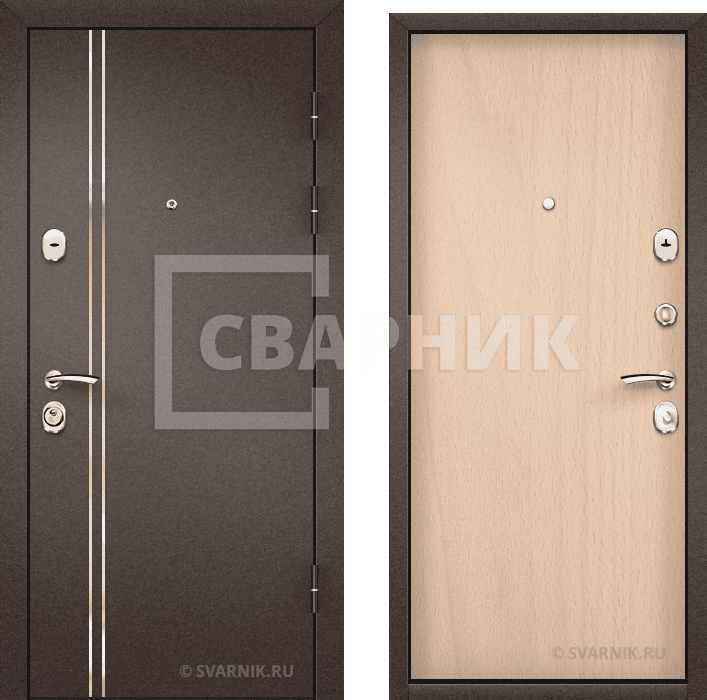 Дверь металлическая трехконтурная на дачу порошковая — ламинат — фото 1