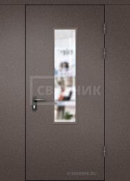 Дверь тамбурная остекленная с перегородкой порошок — МДФ ДТ-143