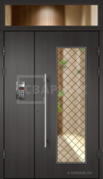 Дверь для подъезда с кодовым замком (стекло, ковка) ПД-97