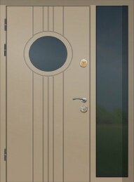 Металлическая двухстворчатая дверь с окошком премиум класса в квартиру ДВ-386