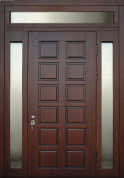 Трехстворчатая филенчатая дверь с остеклением и верхней вставкой ДВ-455