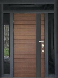 Трехстворчатая дверь с окошком премиум класса по эскизу ДВ-461