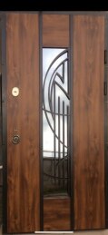 Дверь стальная однопольная элитная со стеклом, ковкой и утеплением ДВ-44