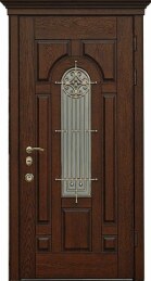 Дверь металлическая одностворчатая со стеклом и элементами ковки ДВ-176