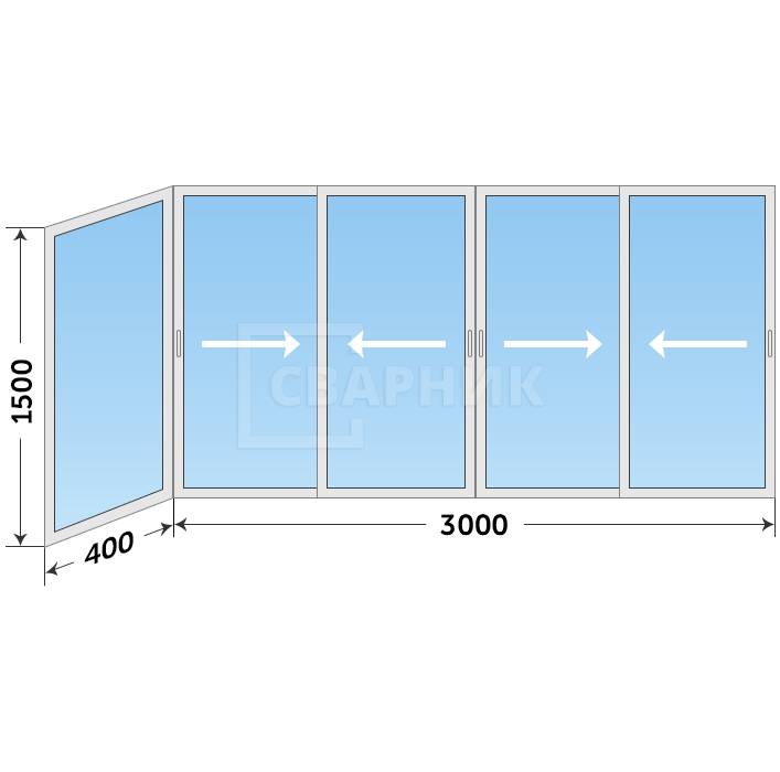 Раздвижное остекление балкона из алюминиевого профиля купить в Москве ...