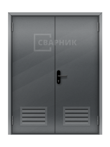 Дверь техническая железная входная с решеткой ДТМ-068