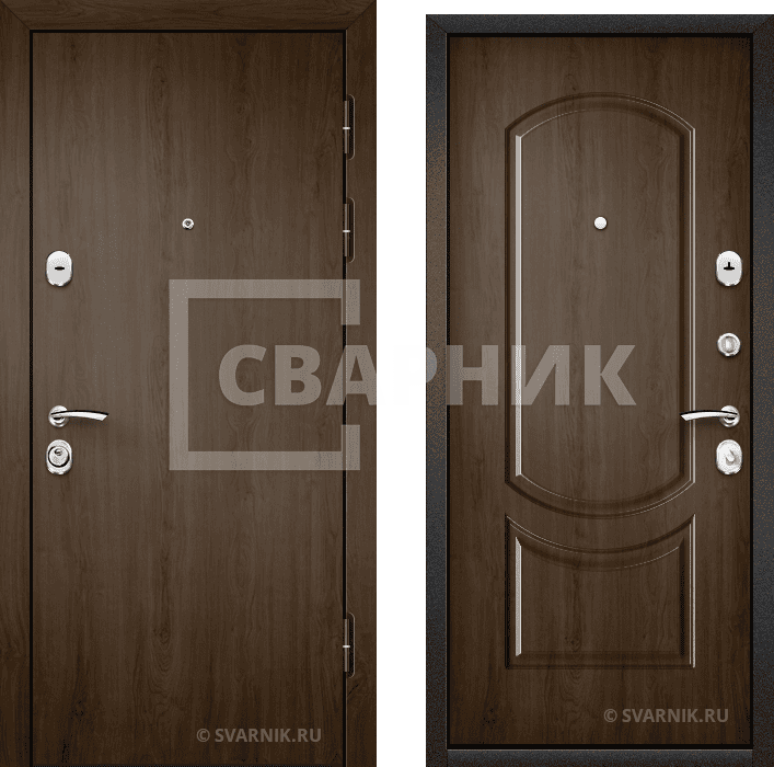 Дверь металлическая левая в дом ламинат — МДФ — фото 1