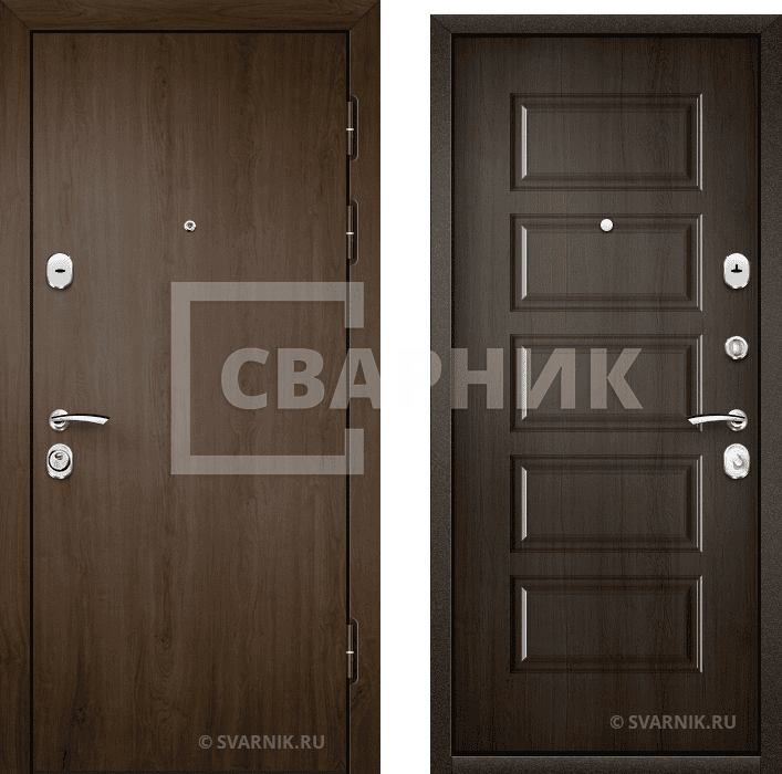 Дверь металлическая левая в коттедж ламинат — шпон — фото 1