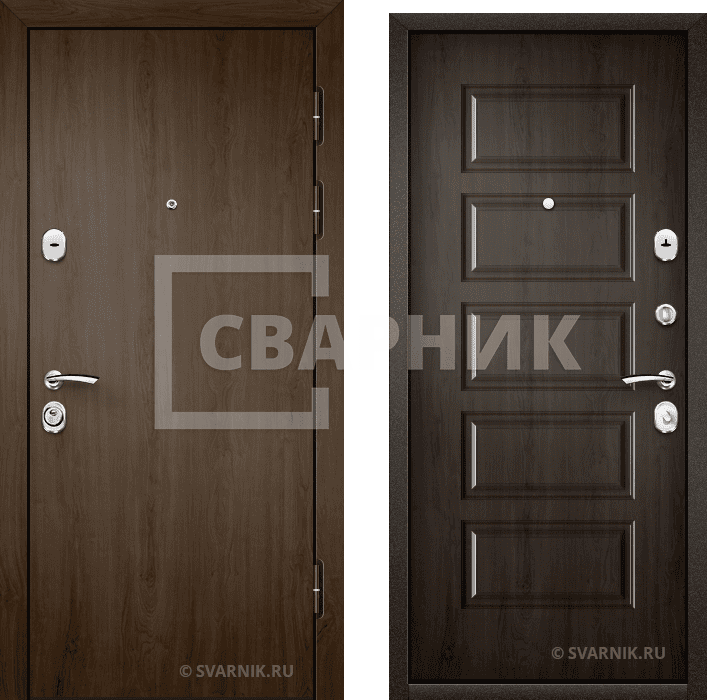 Дверь металлическая трехконтурная в коттедж ламинат — МДФ — фото 1