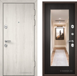 Дверь уличная дуб с зеркалом и терморазрывом