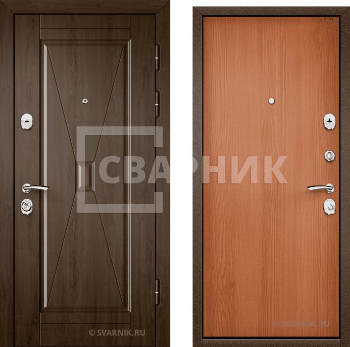 Дверь входная накладная в дом шпон — ламинат — фото 1