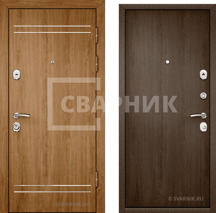 Дверь металлическая трехконтурная в квартиру МДФ — ламинат — фото 1