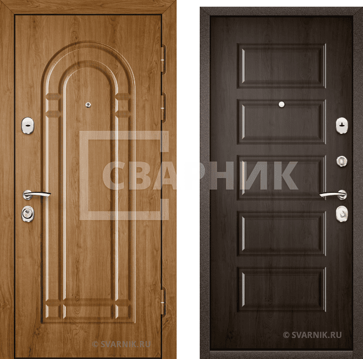 Дверь входная трехконтурная в коттедж шпон — массив — фото 1