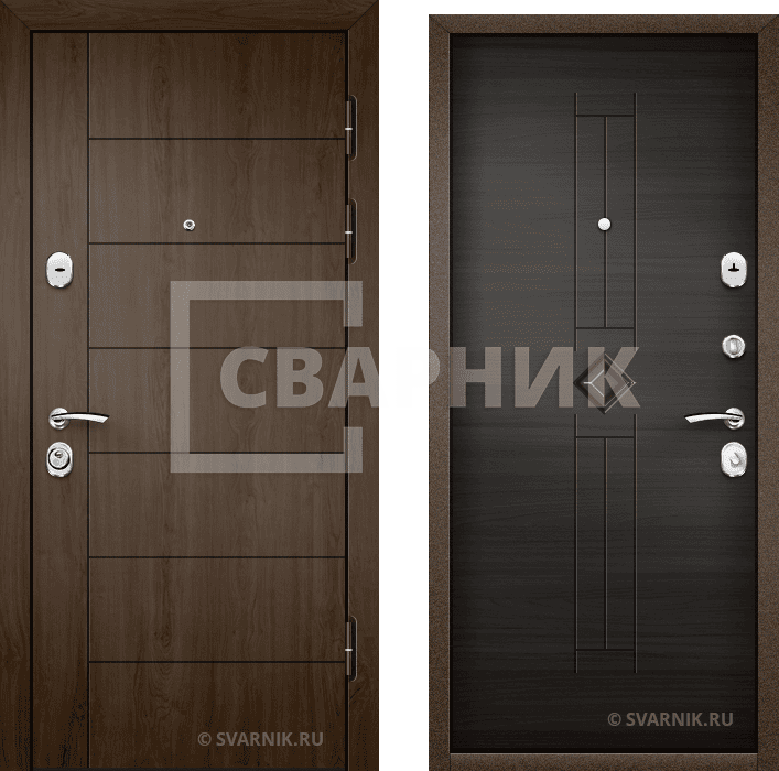 Дверь входная накладная в коттедж МДФ — шпон — фото 1