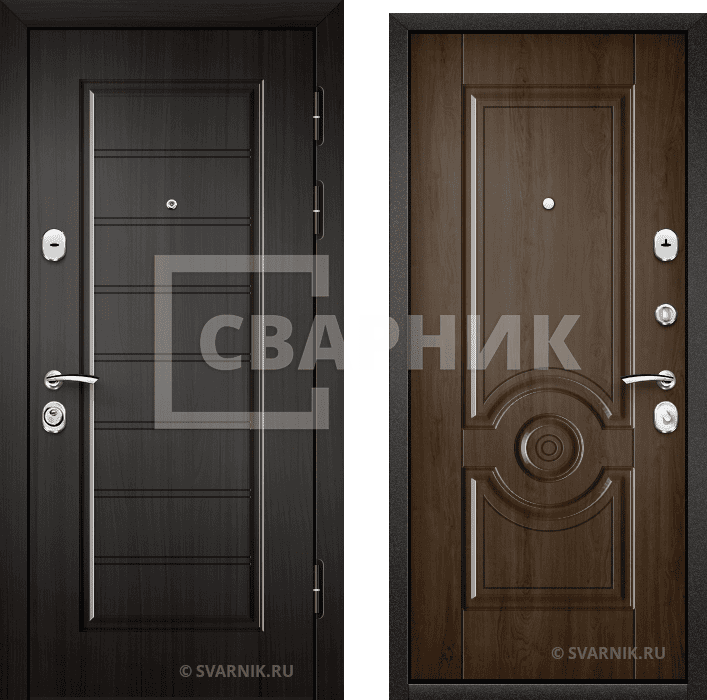 Дверь входная трехконтурная в коттедж МДФ — шпон — фото 1