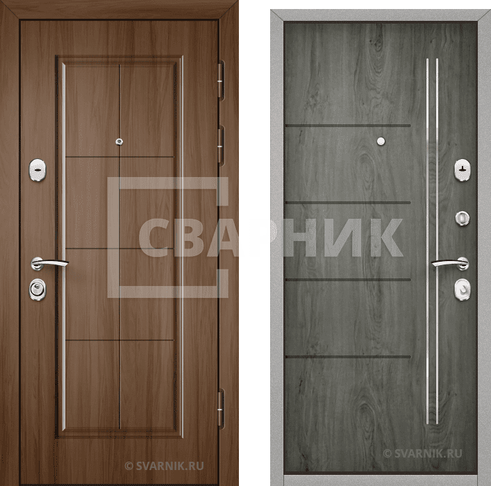 Дверь входная утепленная уличная шпон — массив — фото 1