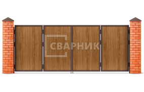 Складные ворота для забора с кирпичными столбами 2750×1750 СВВ-1292