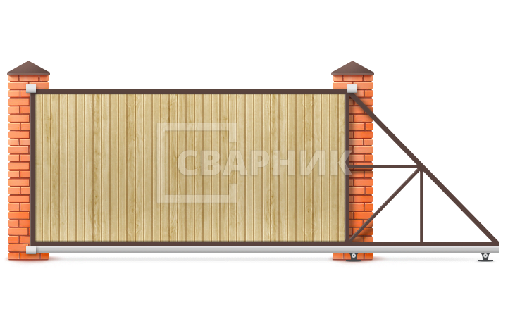 Откатные ворота под ключ 4.5 метров 4500×1800 СВВ-4777 — фото 1