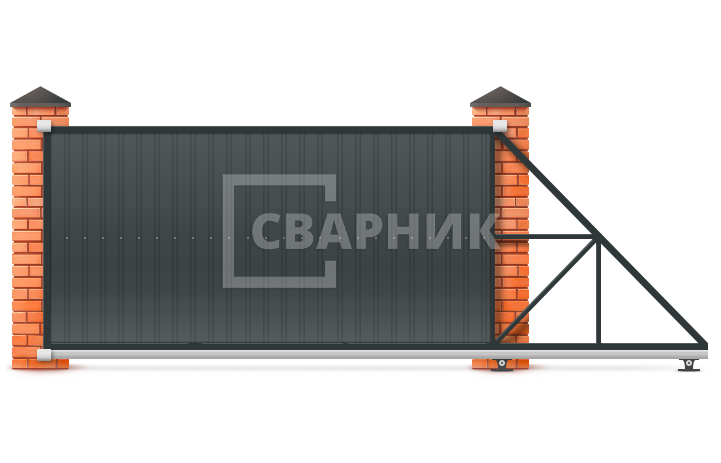 Ворота откатные механические 7 метров 7000×2700 СВВ-5042 — фото 1
