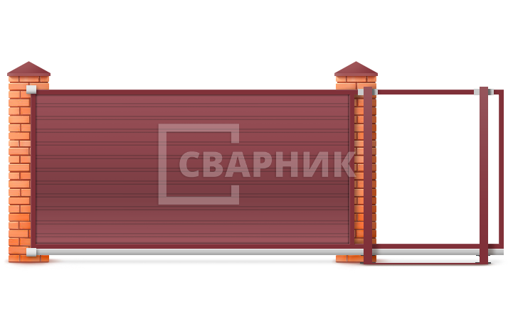 Откатные ворота из сэндвич панелей 1980×2100 СВВ-4645 — фото 1