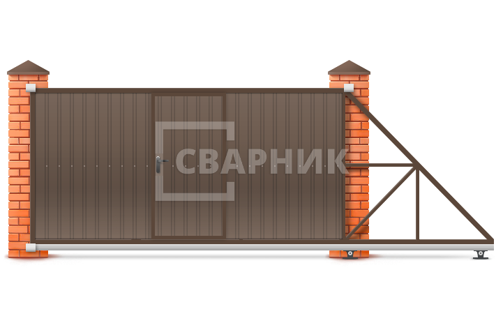 Раздвижные ворота из металлопрофиля 1750×2000 СВВ-4510 — фото 1