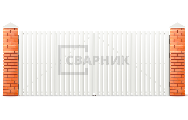Ворота из евроштакетника распашные 2250×2000 СВВ-6812 — фото 1