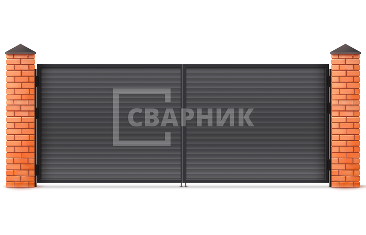 Распашные ворота с высокими шлагбаумами арочные современные Дорхан 2750×2750 СВВ-5422 — фото 1