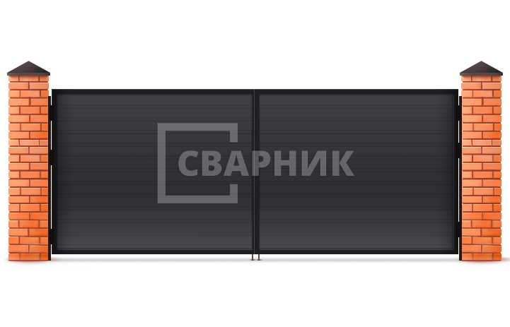 Ворота из сэндвич панелей распашные 1500×2750 СВВ-6581 — фото 1