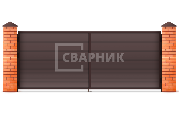 Ворота распашные утепленные из сэндвич панелей 2750×1750 СВВ-6629 — фото 1