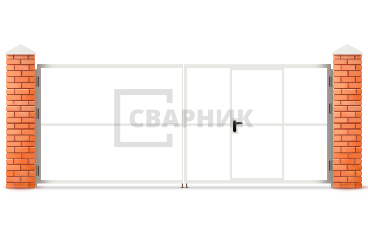 Ворота распашные каркас со столбами 2500×1750 СВВ-6034 — фото 1