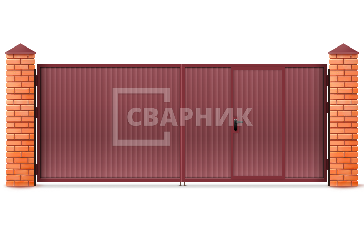 Ворота распашные из профильной трубы 1500×3000 СВВ-6840 — фото 1