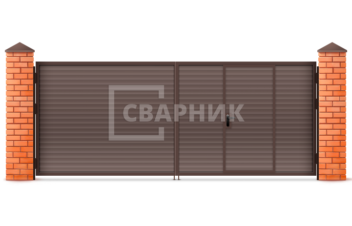 Ворота распашные из профильной трубы 3000×2500 СВВ-6867 — фото 1