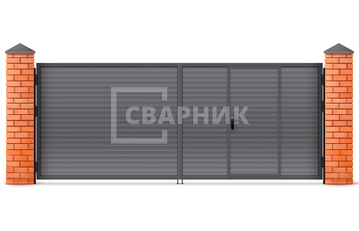 Ворота распашные утепленные из сэндвич панелей 1500×3000 СВВ-6588 — фото 1